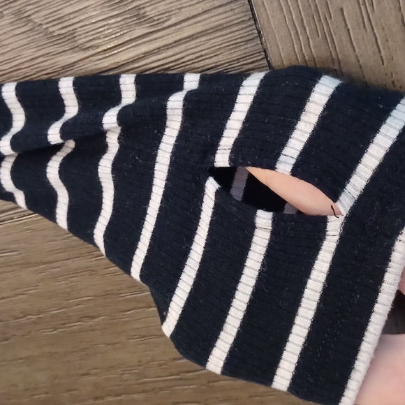 Free People Tangerine Black White Striped Oversized Peplum Top M - Picture 11 of 15